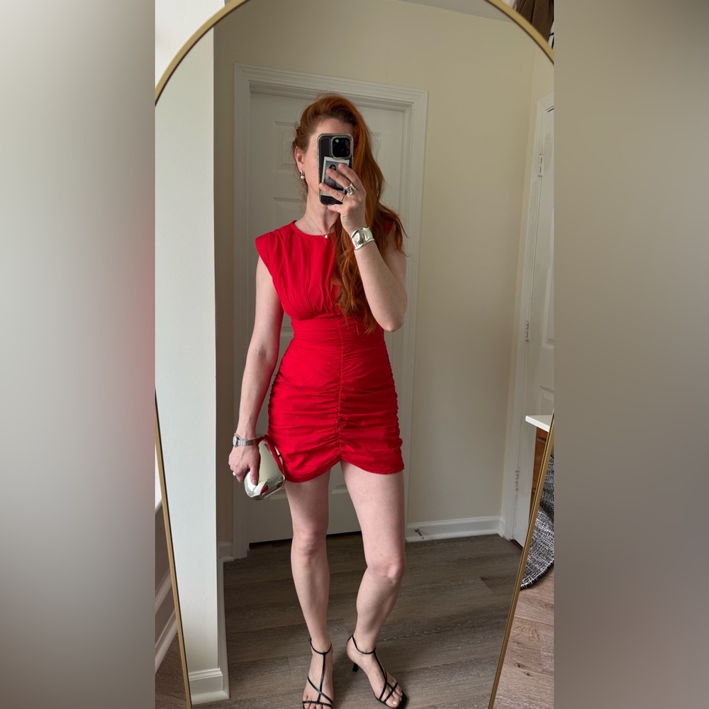 ZARA 100% cotton Red Mini Dress- size M- excellent condition - Picture 7 of 10